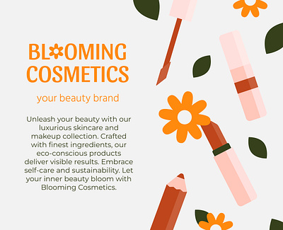Poster for a cosmetics brand. beauty blooming brand brush chamomile cosmetic design eyeliner face fashion flowers illustration leaf lipstick makeup nature poster product salon tool