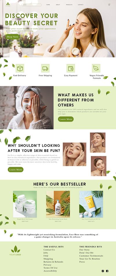 Skin Care Website home page animation dasboard design graphic design illustration