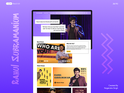 Personal Web Design for stand-up comic -Rahul Subramanian design ui web design