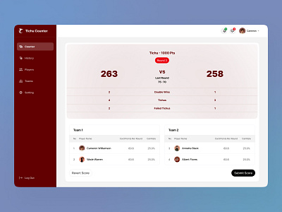 Tichu Counter - Gaming Scores Web App clean ui gamers gaming app gaming platform gaming scores gaming webapp gaming website modern design online game online score play game player statistics playstation game score calculate ui design ux design webapp design
