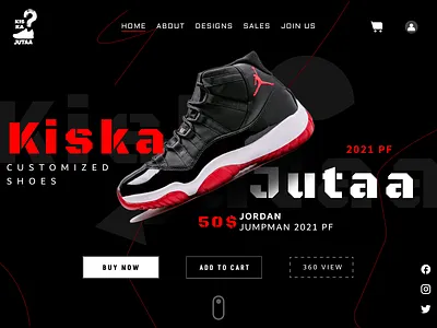 Shoe brand landing page. branding graphic design ui