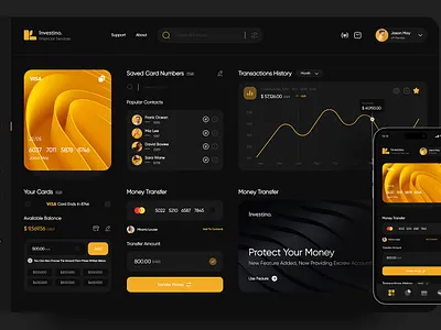 Investino Financial User Dashboard application design banking branding client dashboard design finance graphic design mobile ui