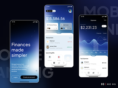 Finance App animation app design banking app blue gradient branding card management expense management expense tracker finance analytics finance app fintech gradient graphic design graphs ios liquid gradient mobile app ui ui design wallet track