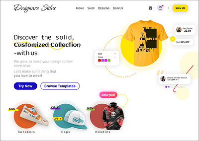 Landing page for a Cloth customization brand branding ui webdesign