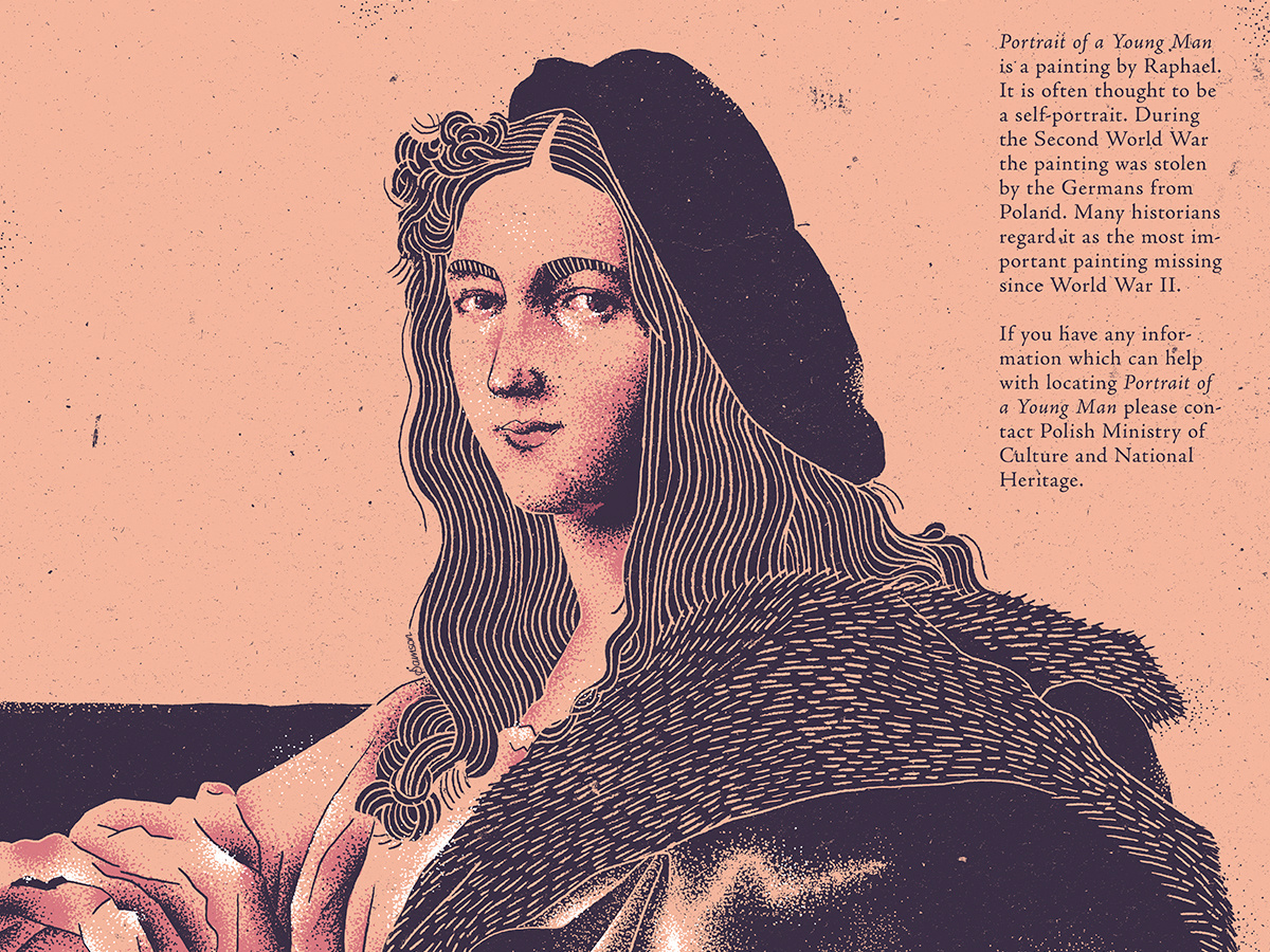 Have you found this man? beige grzegorz samson history illustration ink lost noise poster rafael santi samson vintage