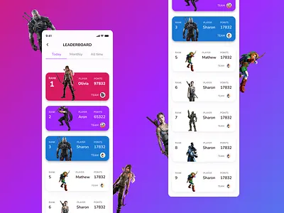 Mobile App - Leader Board app design ui ux