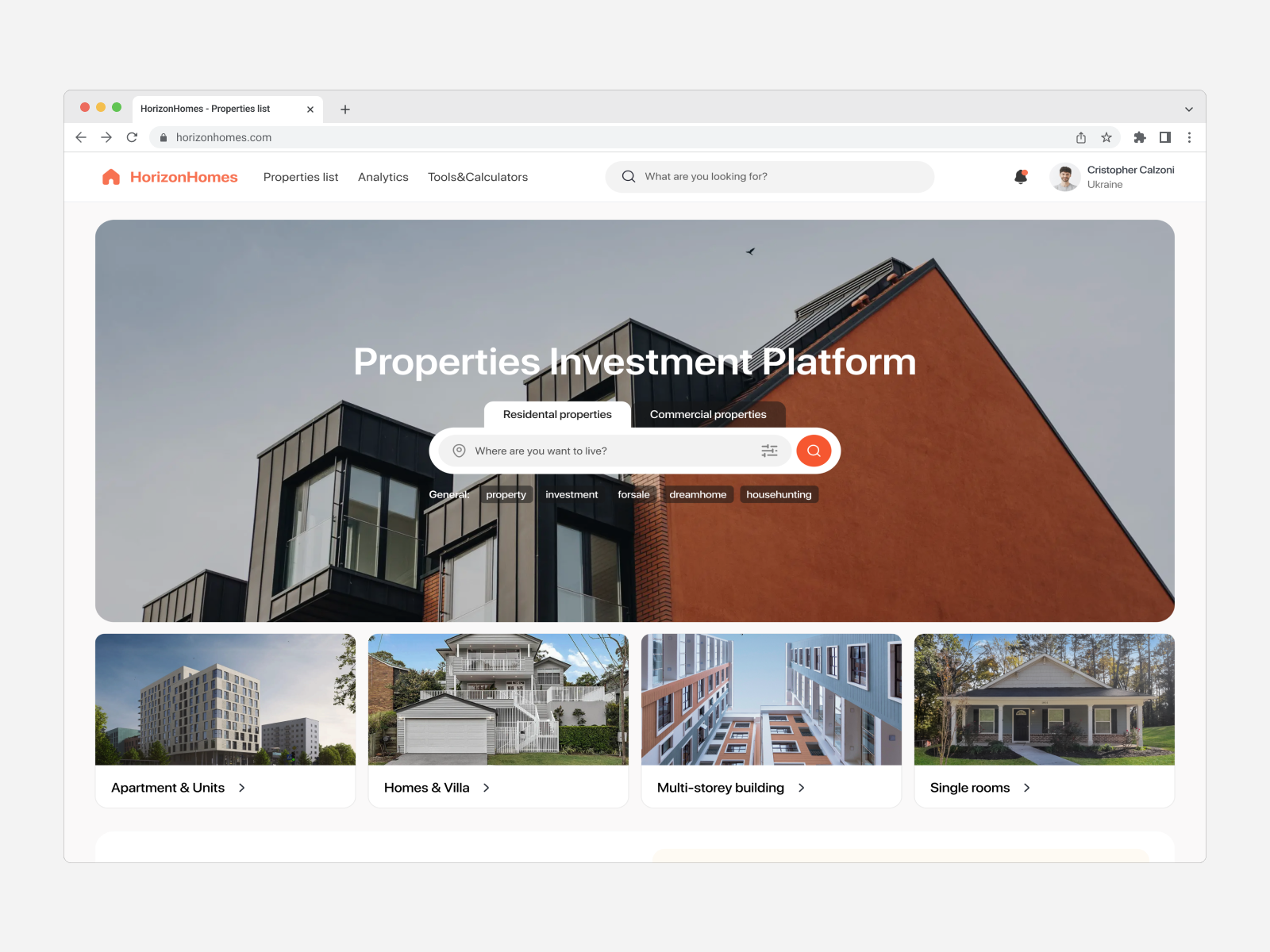 Horizon Homes - Web App UI UX Design For Real Estate Website by ...