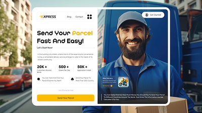 Shipping Service Landing Page📦 application design blue branding colorful design dashboard delivery graphic design landing page parcel responisve design shipping ui website design yellow