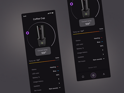 Mobile App - Coffee Cup Temperature Set app design illustration typography ui ux