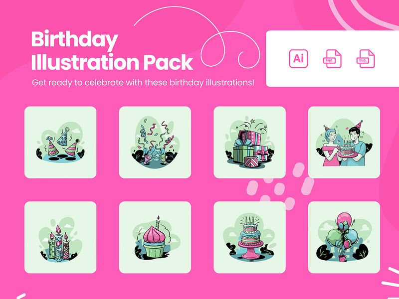 Birthday Illustration Pack character design graphic design graphics illustration vector vector illustration