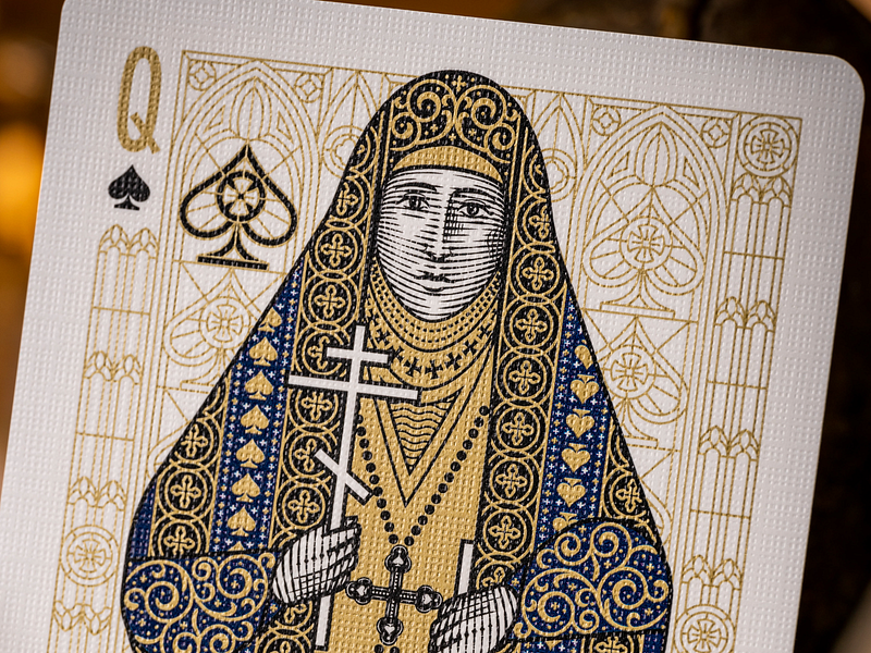 Grand Duchess Elizabeth (Queen of Spades) cross engraving etching illustration orthodox peter voth design playing cards queen queen of spades riffle shuffle saints