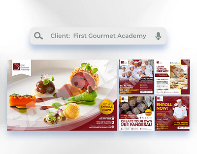 Square Graphics for First Gourmet Academy [2022] ad ads advertisement advertising cuisine design education food graphic design marketing school social media social media post