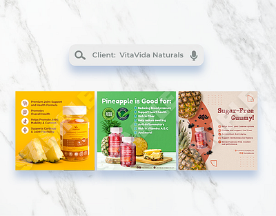 Square Graphics for VitaVida Naturals [2022] ads advertisement advertising design graphic design health marketing product products social media social media post supplement supplements