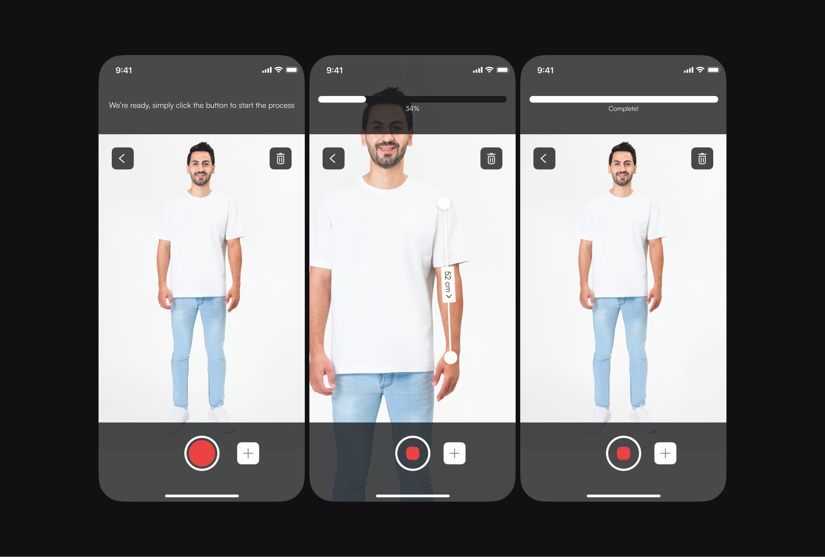 lidar scanning concept app lidar scan measuring mobile app progress bar recording scanning ux design
