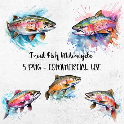 Trout Fish Watercolor 3d animation branding clipart design graphic design illustration logo motion graphics png transparent background trout fish vector