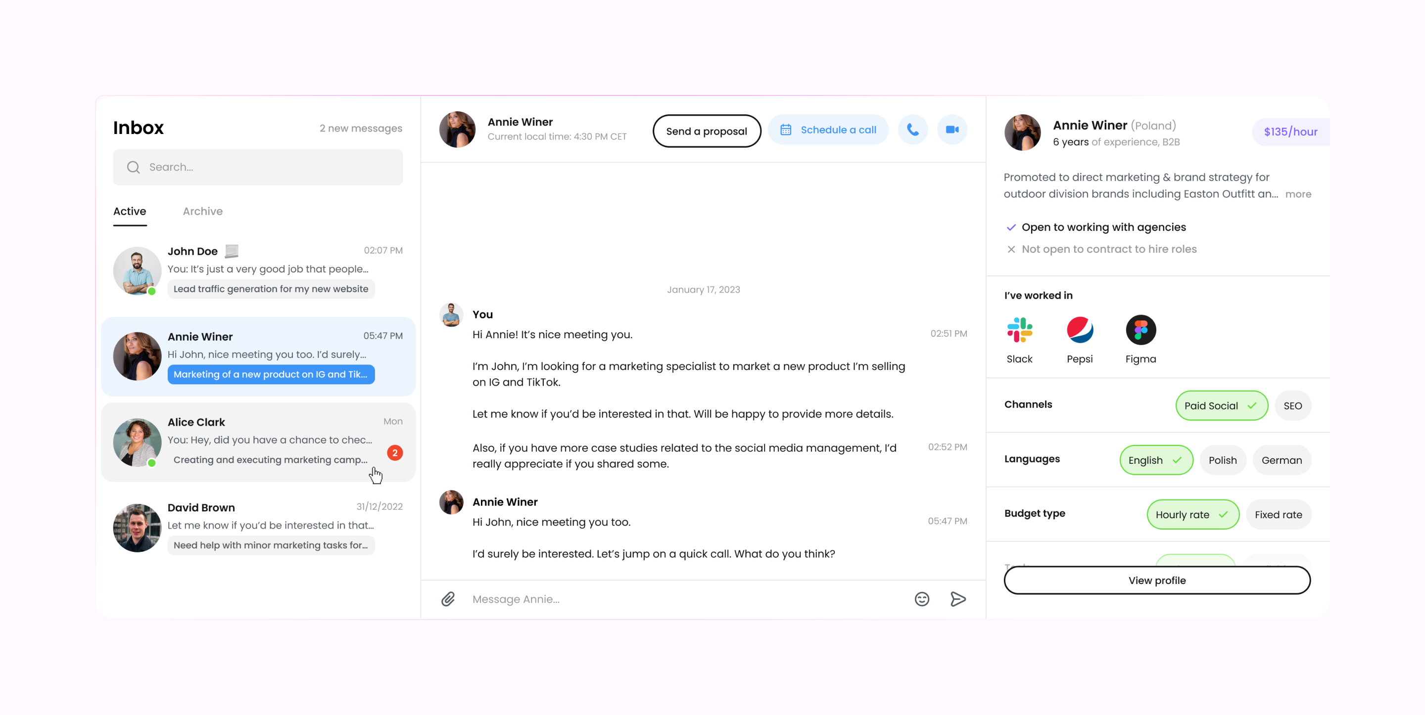 freelancer chat chat ideas chat list chat ui messager messaging platform ui design ux design