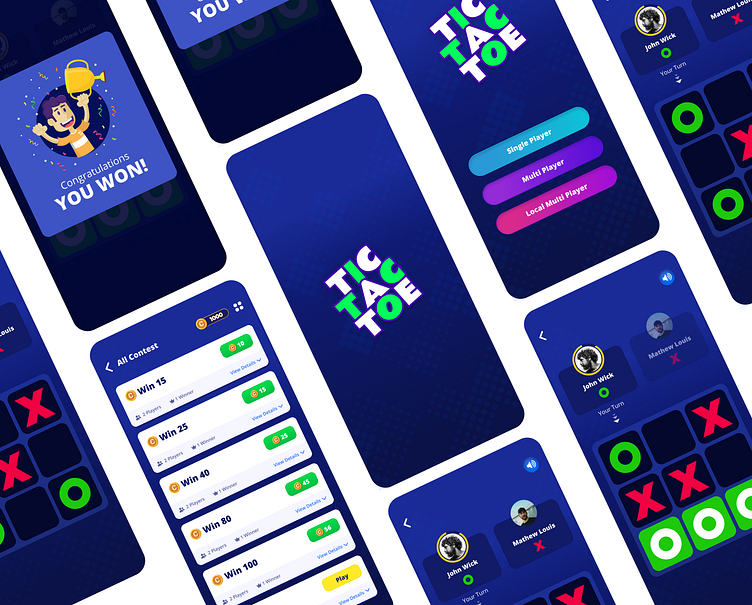 Tic Tac Toe - Mobile Game User Interface Design. by Sreerag Krishnan on ...