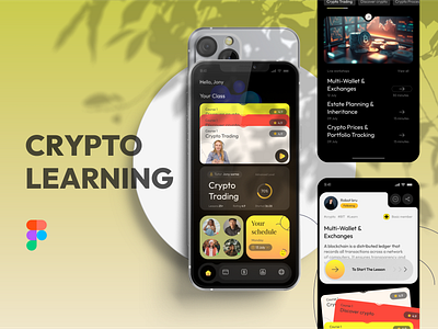 Crypto Learning Mobile App UI Design android app design app ui app ui design crypto crypto app crypto leaning app crypto learning app e learning education figma ios learning app mobile app mobile app design mobile app ui nft app ui ui design ux