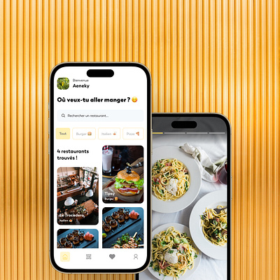 Talk - Mobile app food Ux/Ui design animation app bento design food graphic design grid influenceur mobileapp reel search ui ux yellow