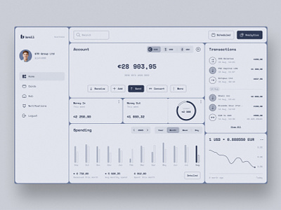 Banking for business | Dashboard account balance bank currency dashboard fintech graph identity money monochrome multi currency one tone prototype transaction ui ux web wireframe