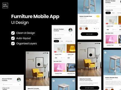 Furniture Mobile App Design 3d branding clean ui design furniture graphic design minimal design minimalist mobile app modern design presentation responsive design ui uiux design ux