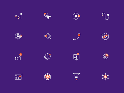 Switchboard Iconography Set automation iconography icons line orange purple saas tech