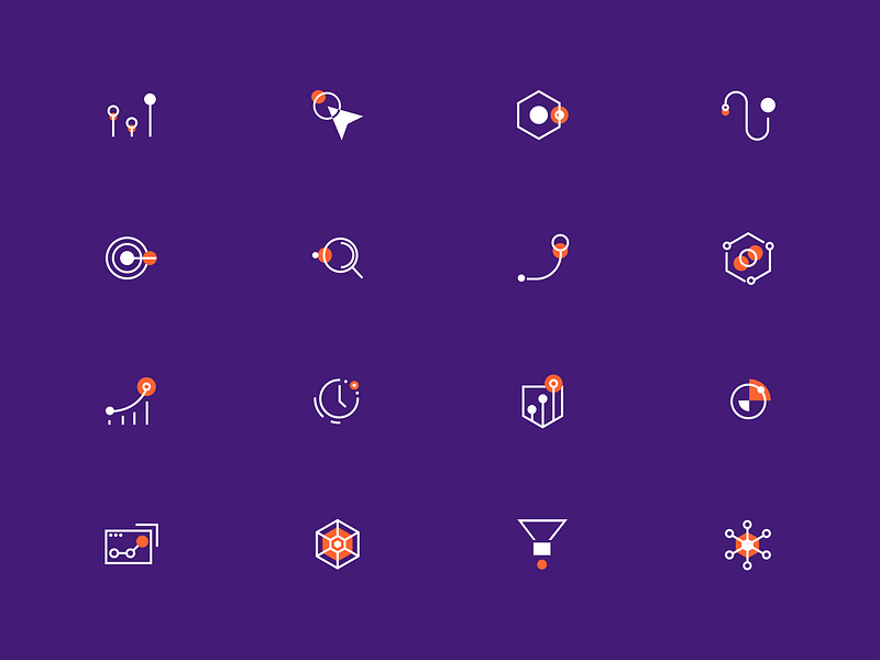 Switchboard Iconography Set automation iconography icons line orange purple saas tech