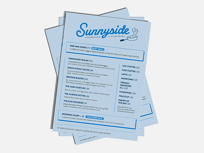 Sunnyside Menu branding design drawing graphic design illustration print design