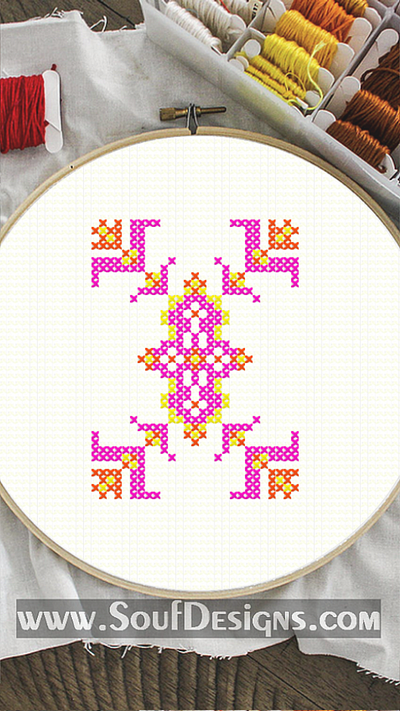 Purple Floral Embroidery Cross Stitch Pattern embroidery