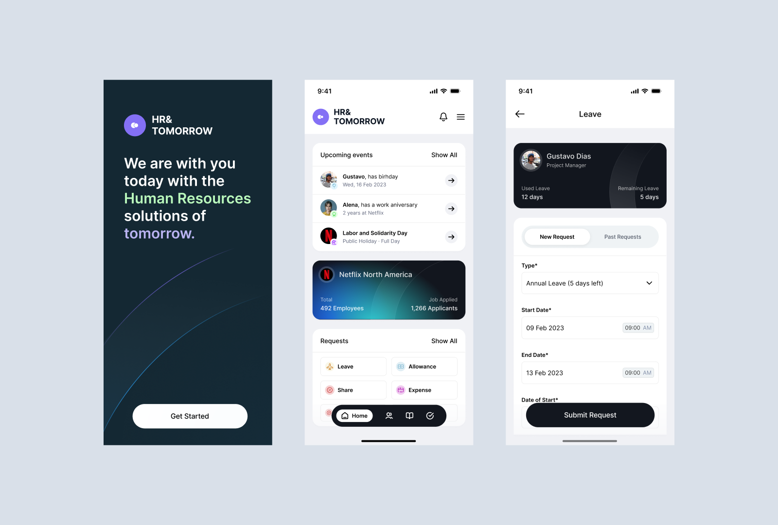 HR App 📱 app branding design gradient graphic design hr human resources manou mobile modern product product design shapes ui ux visual