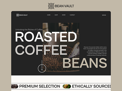 Bean Vault - Roasted Coffee Beans Landing Page ☕️ cafe coffee coffee bean design drink e commerce ecommerce espresso header hero section homepage landing page landingpage minimal shop store uidesign web design webpage website