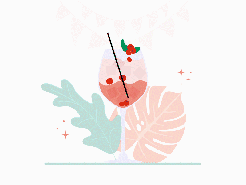 Red cocktail 🍸 animation design illustration minimal motion graphics vector