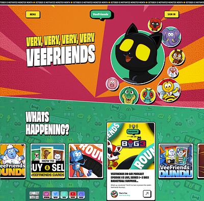 VeeFriends v2 Concept cartoon hero homepage nft veefriends webpage