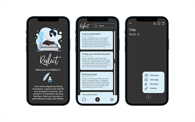 Reflect : Journaling App build designdrug watchmegrow design designchallenge digitaljournal figma ui uiux