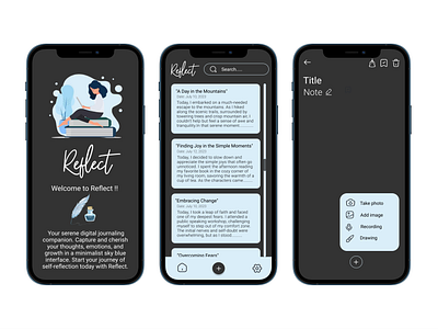 Reflect : Journaling App build designdrug watchmegrow design designchallenge digitaljournal figma ui uiux