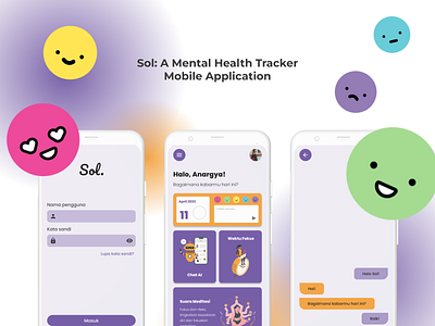 Sol: A Mental Health Tracker Mobile Application app design application branding daily ui design graphic design illustration logo mental health mobile app ui ui design ux ux design vector