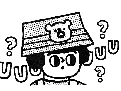 ??? (A mysterious sound) bear boy cartoon cute design doodle fun illustration japanese kawaii man men sound what