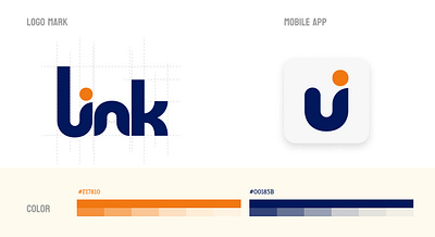 Logo 𝐋𝐢𝐧𝐤 blue branding design digital gradient graphic design icon link logo match orange