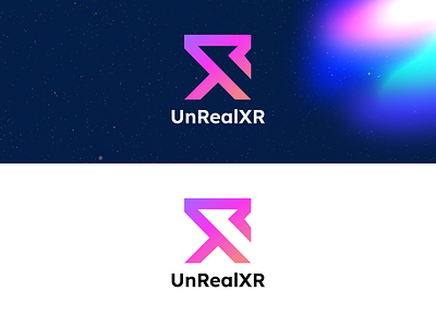 UnRealXR Logo Design ar design augmented reality brand gamification gradient logo illustration logo logo design mobile simple logo space logo ui