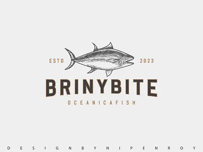 Brinybite ocean fish vintage logo art logo brand identity branding clean logo graphic design hand drawn logo illustration logo logo logo design logo designer logo inspiration logo mark logo type logodesign logos minimal logo motion graphics simple logo ui vintage logo
