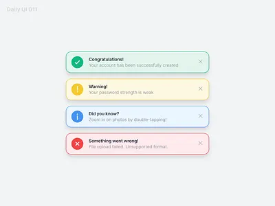 Day 011 - Flash Messages 011 app app design daily ui daily ui 011 dailyui design error flash flash messages success ui ui design ux ux design warning