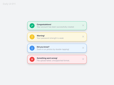Day 011 - Flash Messages 011 app app design daily ui daily ui 011 dailyui design error flash flash messages success ui ui design ux ux design warning
