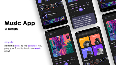 Mysic - Music App UI Design application appui dailyuichallenge day9 design iosui mobile mobileui music musicapp ui uiuxdesign