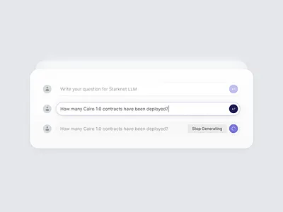LLM — Starknet explorer prompt inputs ai artificial intelligence bitcoin chatgpt design desktop ethereum llm starknet ui web