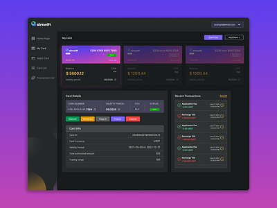 Dashboard for cryptocurrency holders of the trading platform blockchain crypto cryptoexchange dashboard design interface platform ui uidesign web web3 webdesign