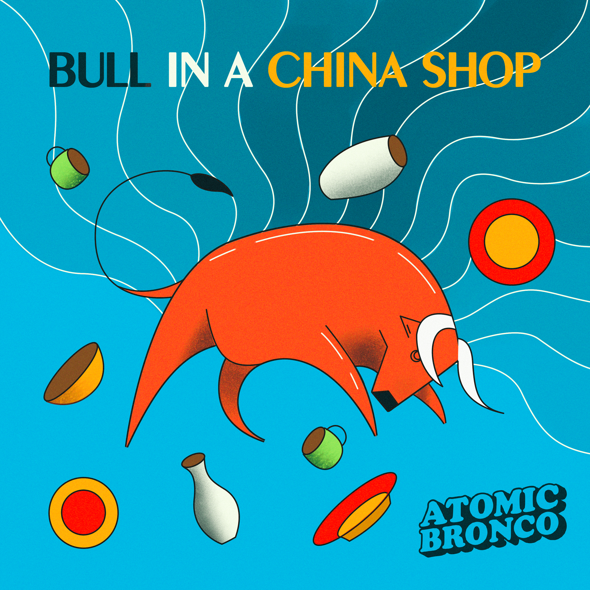 Bull in a China Shop C.1 artwork bull bull in a china shop cartoon cover art graphic design illustration illustration art illustrator line art design modern music cover artwork music coverart playful vector vector art vector illustration