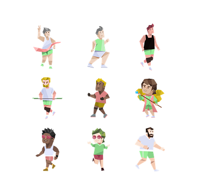 Paper Fold Character Illustration avatar cartoon character collections flat fold full body fun icon marathon nft paper paper cut people personality run runner style vector website