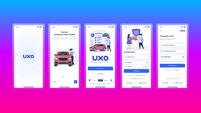 UXO Romanian Car Insurance App animation app branding caraousel concert design graphic design motion graphics ui ux