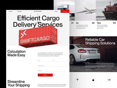 Cargo Delivery Website container freight logistic logistics navigation parcel ship shipment shipment landing page shipping transportetion truck