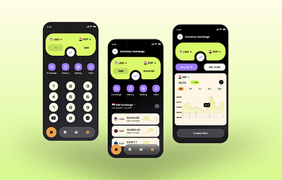 Currency Exchange Mobile App 2023 designs crypto crypto exchange currency exchange currency graph figma finance green color minimal ui mobile design mobile ui money exchange trndy designs ui ui design ux
